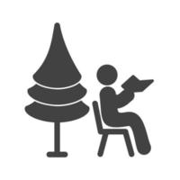 zitten in park glyph zwart pictogram vector