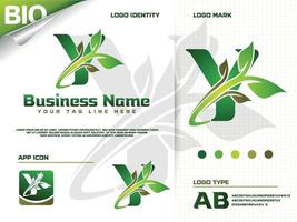 beginletter y met groen blad logo ontwerp vector