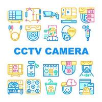 cctv camera beveiliging collectie iconen set vector
