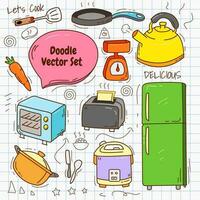 illustratie grafische vector van keuken- en voedselapparatuur doodle
