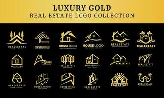 verzameling luxe bouwarchitectuursets, symbolen voor onroerend goed-logo-ontwerp vector