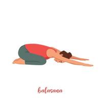 vrouwen silhouet. vrouw doet yoga pose. balasana. vector illustratie