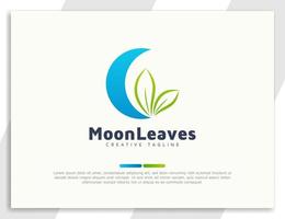 maan en bladeren logo afbeelding vector