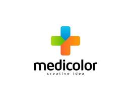 minimale kleurrijke medic logo ontwerpsjabloon vector