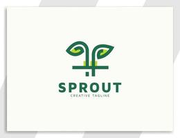 spruitplant met bladeren en wortel plat logo-ontwerp vector