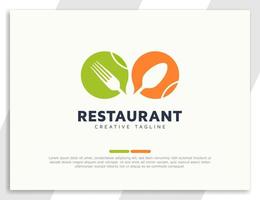 restaurant eten logo met lepel en vork ontwerp vector