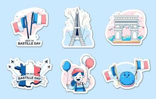 set bastille-dagstickers vector