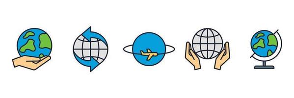 globe set pictogram symbool sjabloon voor grafisch en webdesign collectie logo vectorillustratie vector