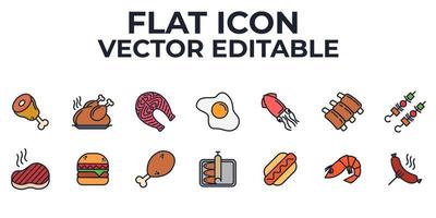 vlees eten set pictogram symbool sjabloon voor grafische en webdesign collectie logo vector illustratie