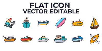 water transport set pictogram symbool sjabloon voor grafisch en web design collectie logo vector illustratie