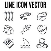 vis en zeevruchten set pictogram symbool sjabloon voor grafisch en webdesign collectie logo vectorillustratie vector