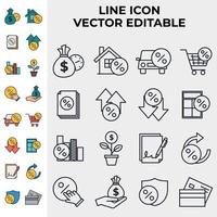 krediet en lening set pictogram symbool sjabloon voor grafisch en webdesign collectie logo vectorillustratie vector