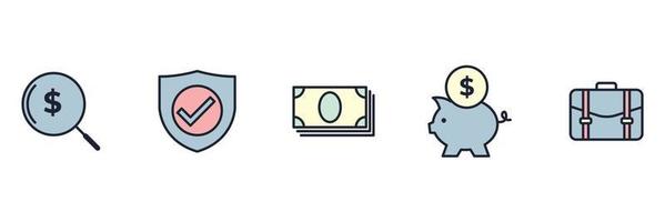 geld, financiën, betalingen instellen pictogram symbool sjabloon voor grafisch en webdesign collectie logo vectorillustratie vector
