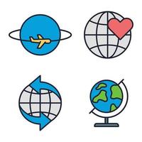 globe set pictogram symbool sjabloon voor grafisch en webdesign collectie logo vectorillustratie vector