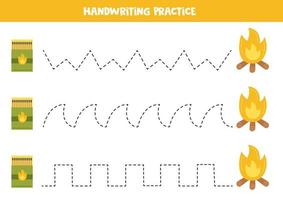 traceerlijnen voor kinderen. wedstrijden en kampvuur. Schrijf oefening. vector