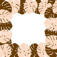 vierkant frame met een abstracte afbeelding van monsterabladeren in trendy chocoladetinten. copyspase vector