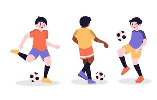 jongen voetballen voetballer sport karakter geïsoleerd vector