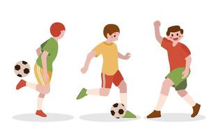 jongen voetballen voetballer sport karakter geïsoleerd vector