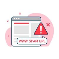 klik niet op spam url, verdachte en gevaarlijke hyperlink concept illustratie platte ontwerp vector eps10. modern grafisch element voor bestemmingspagina, lege staat ui, infographic, pictogram