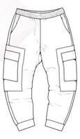 mannen cargo broek schetsen vector sjabloon, mannen cargo broek in een schets stijl, trainers sjabloon schets, vector illustratie.