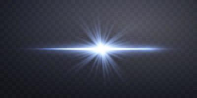 blauwe lensflare. zonneflits met stralen spotlight. blauw gloed flare lichteffect. vectorillustratie. vector