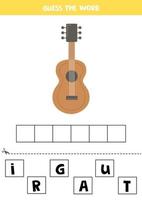 spelling spel voor kinderen. houten gitaar. vector