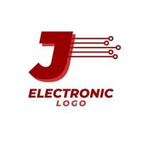 letter j met elektronische schakeling decoratie eerste vector logo ontwerpelement