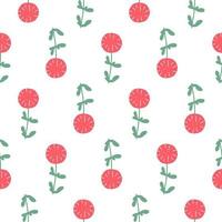 handgetekende bloemmotief. rode gestileerde bloemen op een patroon voor textiel, stoffen, behang. vector