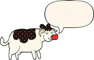 cartoon koe en tekstballon in stripboekstijl vector