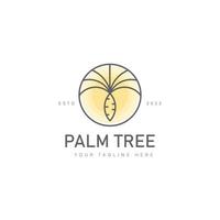 palmboom met cirkel lijn logo ontwerp illustratie pictogram vector