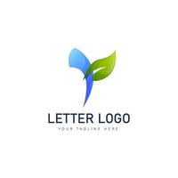 letter y met blad logo ontwerp pictogram illustratie vector