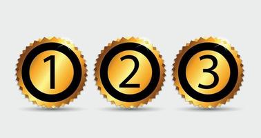 1, 2, 3 gouden label vectorillustratie vector