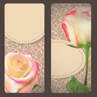 mooie bloemenkaarten met realistische roze bloemen vectorillustratie vector