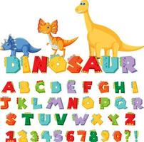 engels alfabet az met dinosaurus stripfiguren vector