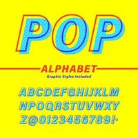 retro offset pop alfabet vector
