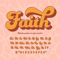 geloof 3d retro hippie alfabet vector