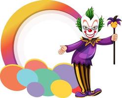 clown stripfiguur met lege banner vector