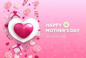 gelukkige moederdag grote roze hart banner vector