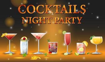 cocktails nacht feest banner vector