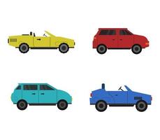 set van kleurrijke platte auto iconen vector