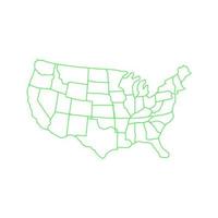kaart van de verenigde staten geïllustreerd op witte achtergrond vector