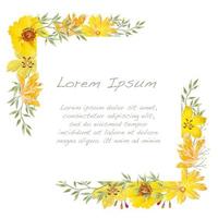 gele aquarel bloemen frame vector