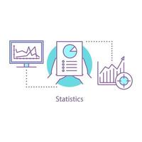 statistieken concept icoon. marktanalyse idee dunne lijn illustratie. grafiek, schema. infografisch. vector geïsoleerde overzichtstekening