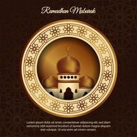 ramadan mubarak poster met moskee in cirkelframe vector