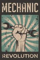 mechanische revolutie retro rustieke poster vector