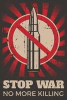 stop oorlogsbericht retro poster vector