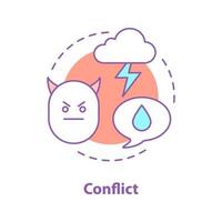 conflict concept icoon. woede, slecht humeur. spanning. onenigheid idee dunne lijn illustratie. ruzie. vector geïsoleerde overzichtstekening