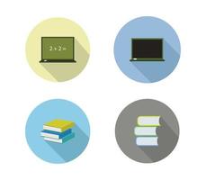 set van laptops en boeken pictogrammen vector