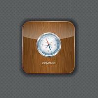 glanzend kompas. vector illustratie hout applicatie iconen