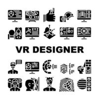 vr ontwerper bezetting collectie iconen set vector